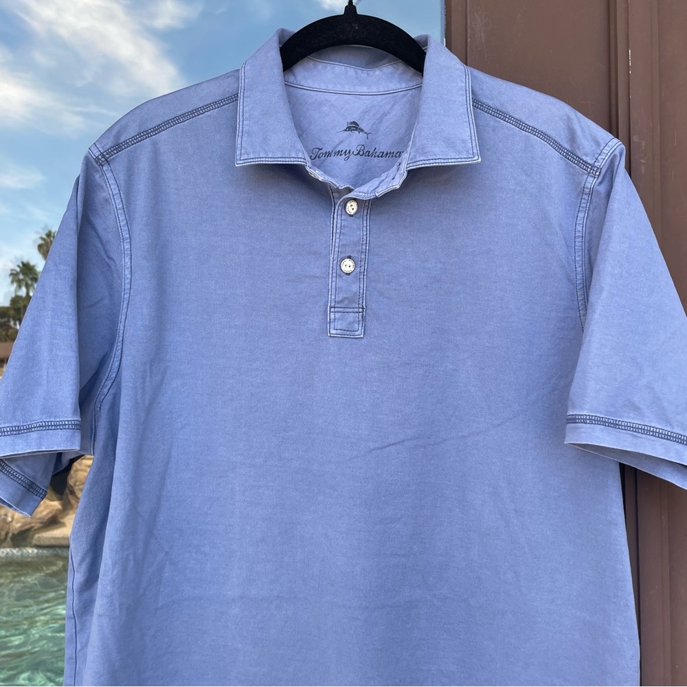 Tommy Bahama Blue Tencel Polo M